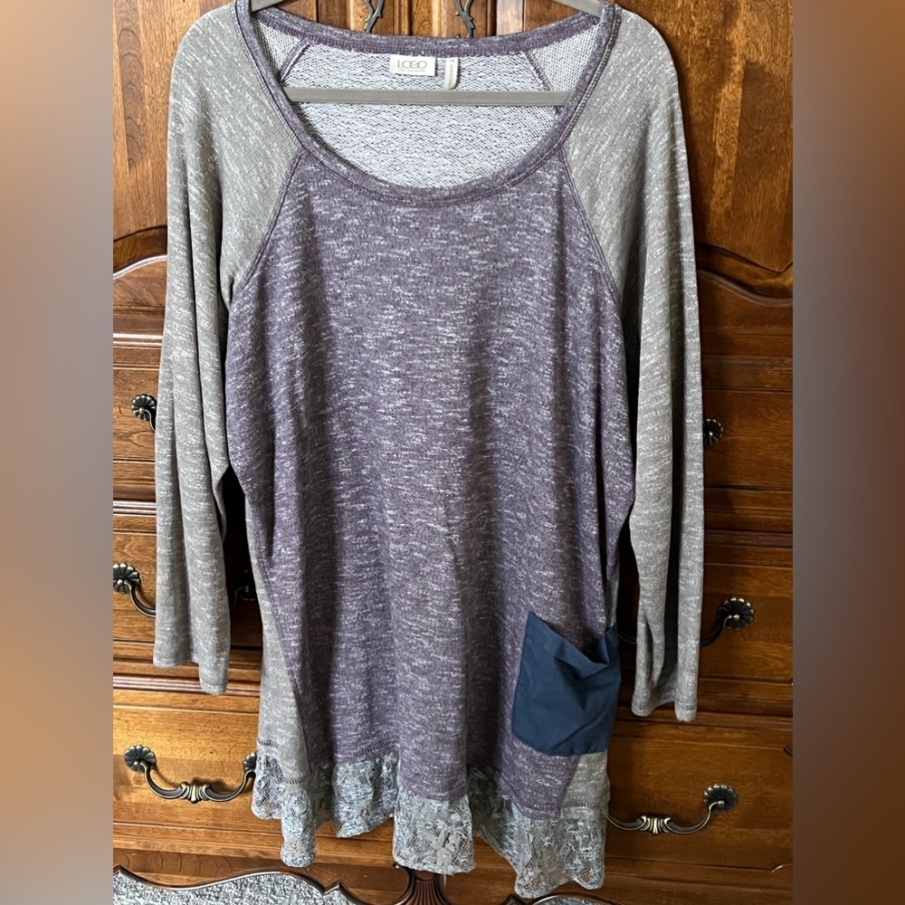 LOGO by Lori Goldstein French Terry Plus Top 2X